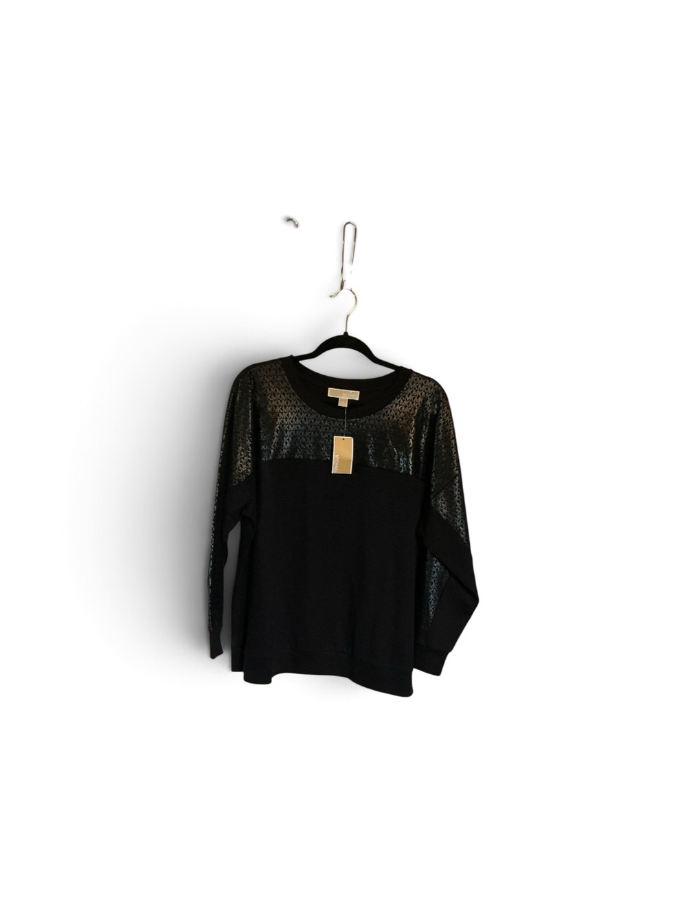 Michael Kors Black Girls' Long-Sleeve Sweatshirt with Shimmer Yoke